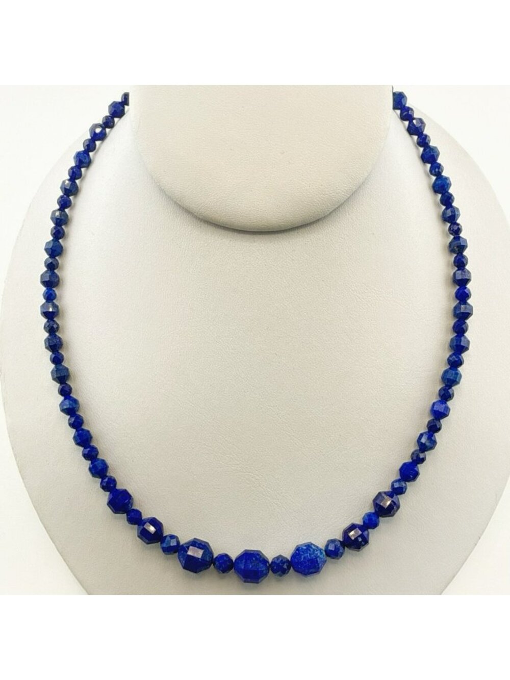 Jay King Necklace Lapis Lazuli Blue Graduated Faceted Bead Sterling Silver 925